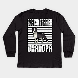 Boston Terrier Grandpa Proud Dogs Kids Long Sleeve T-Shirt